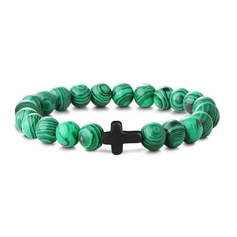 Natural Stone Wood Beads Rosary Bracelet for Meditation