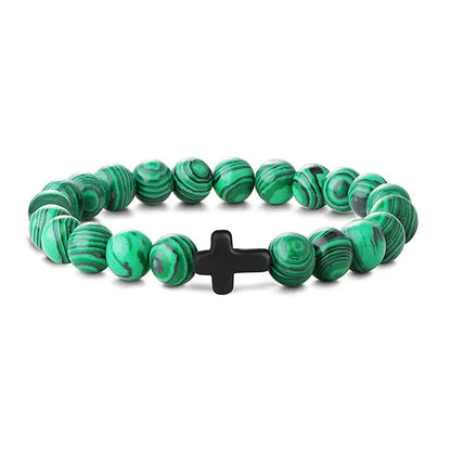 Natural Stone Wood Beads Rosary Bracelet for Meditation