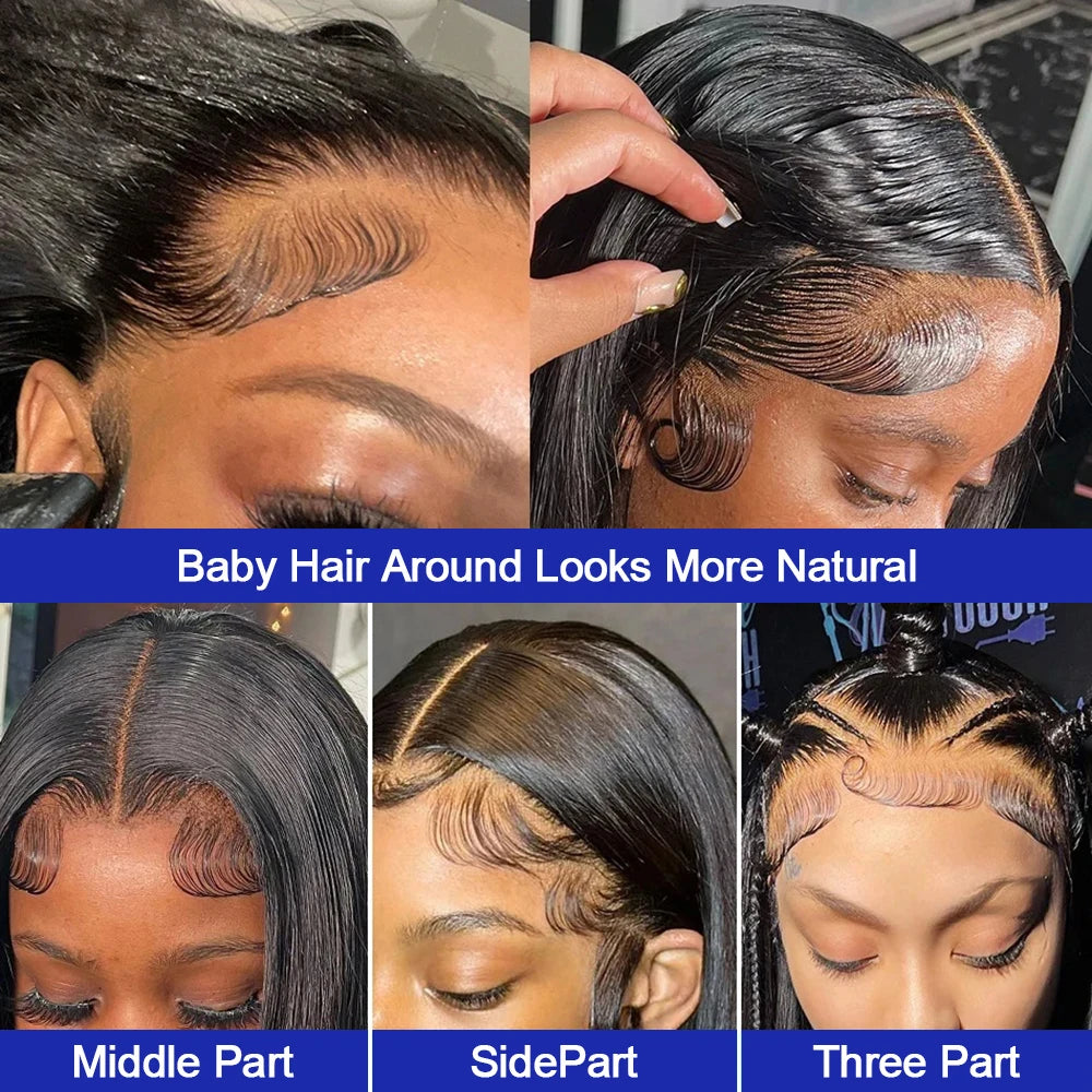40 Inch Bone Straight Human Hair Wig Brazilian Lace Front Wig