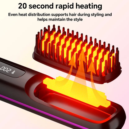 Ionic Hair Straightener Brush with LED Display