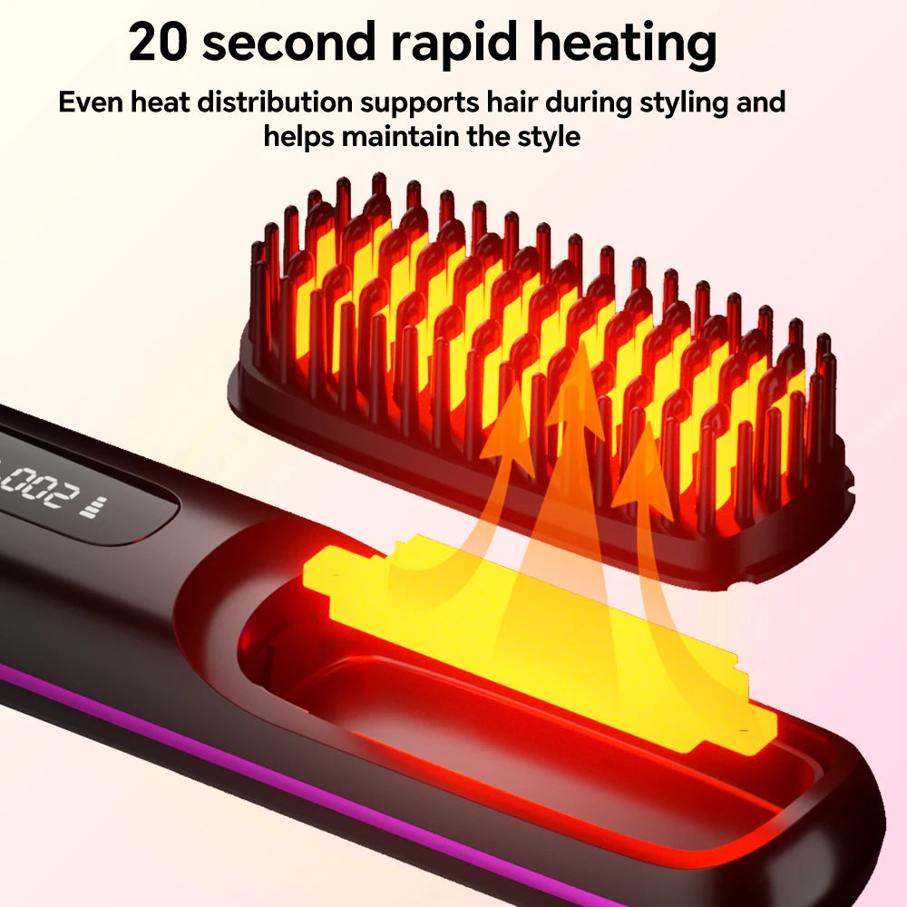 Ionic Hair Straightener Brush with LED Display