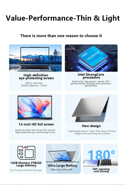 LENO 14.1 Inch Ultra Slim Notebook 16GB RAM 2TB SSD