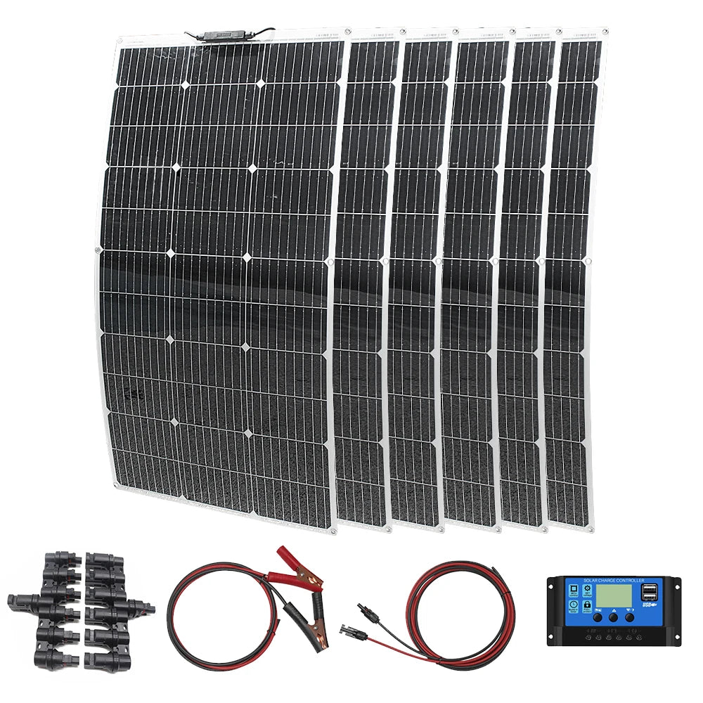 ASUNERGE 12V Flexible Monocrystalline Solar Panel 100W