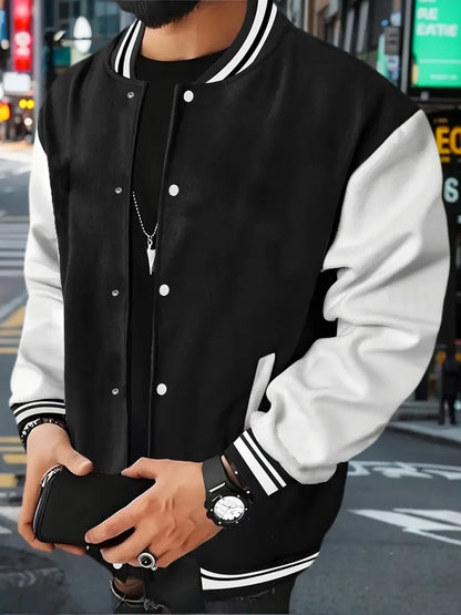 Men's Black And White Varsity Baseball Jacket