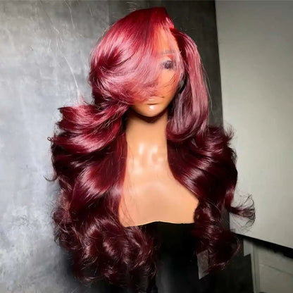 30 Inch Burgundy Body Wave Human Hair Wig