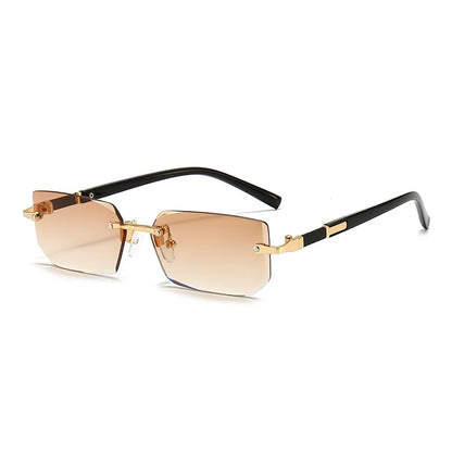 Rimless Rectangle Sunglasses for Women and Men