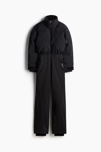 Faux Fur Hooded Women's Ski Jumpsuit with Zippers