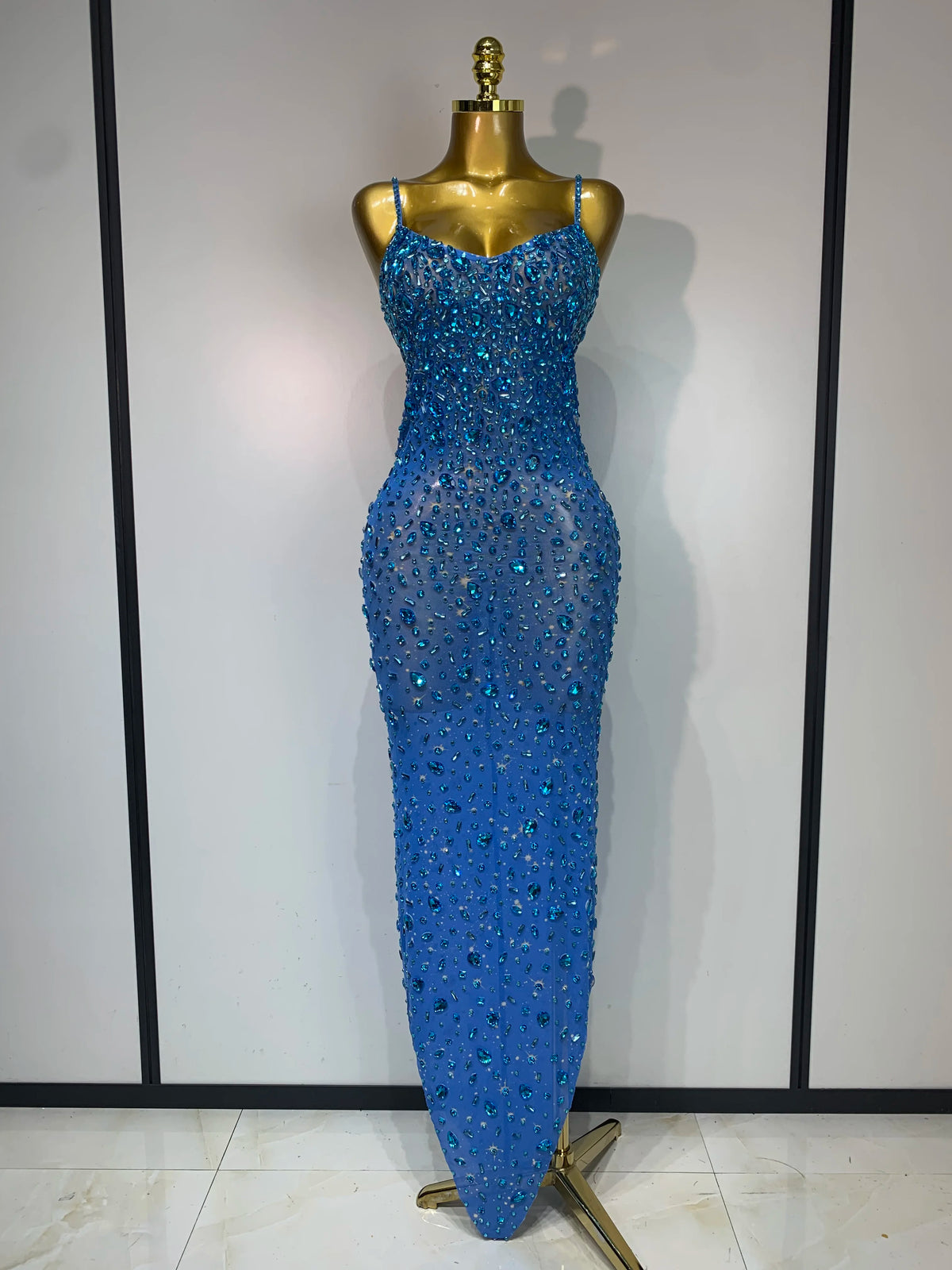 Luxury Rhinestone Mesh Bodycon Dress for Women