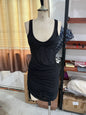 Kpop Black Hollow Out Mini Dress Women Elegant Turtleneck