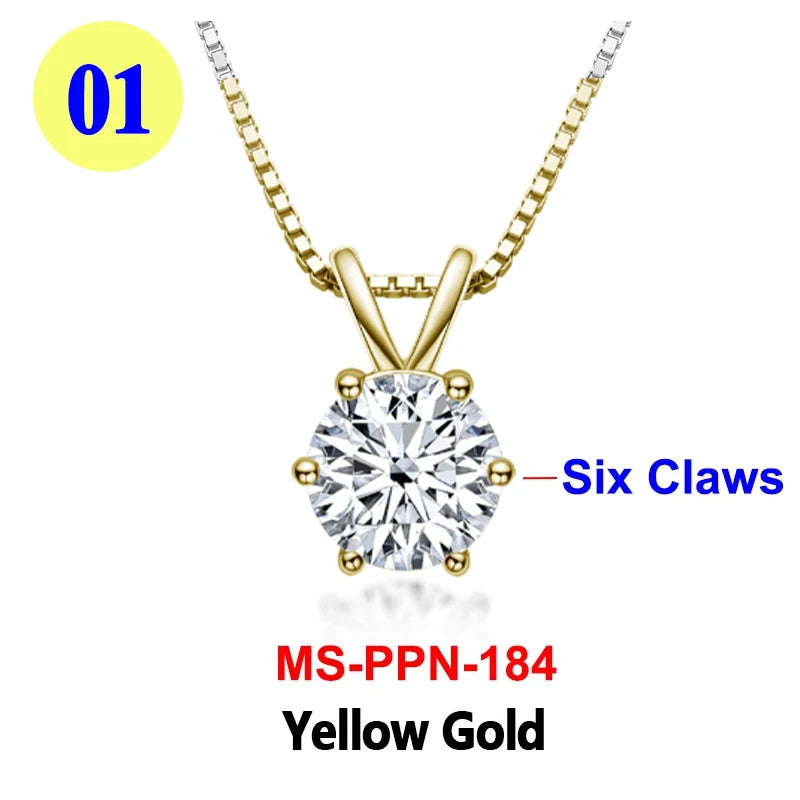 Moissanite Pendant Necklace 18K Gold Plated Women