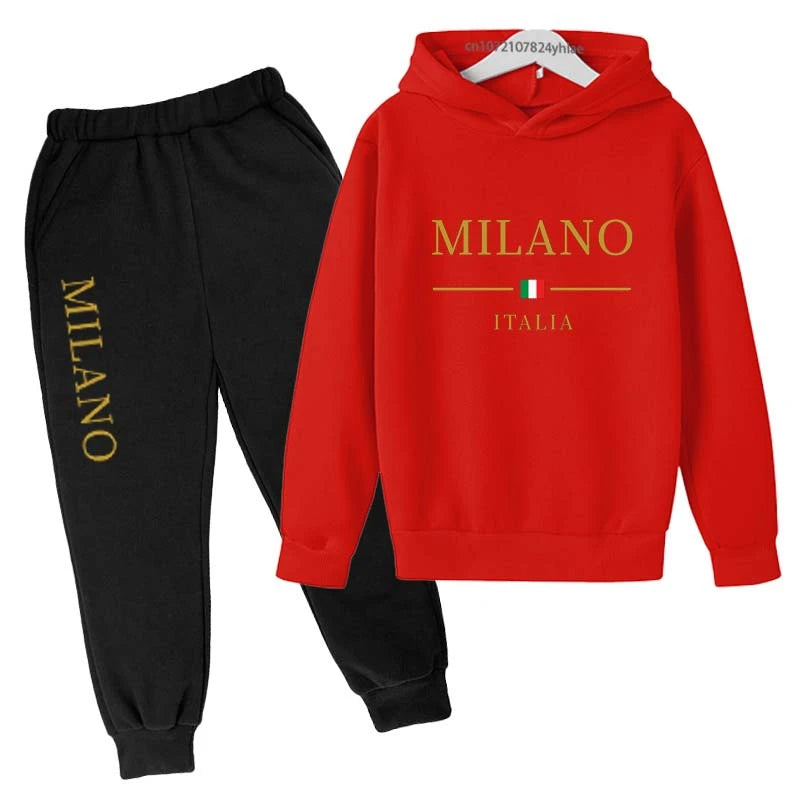 Kids Pullover Hoodie and Pants Tracksuit Set