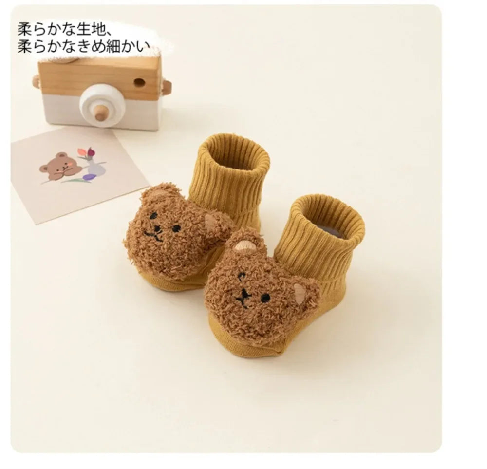 Cute Cartoon Bear Baby Socks Cotton Anti Slip Warm