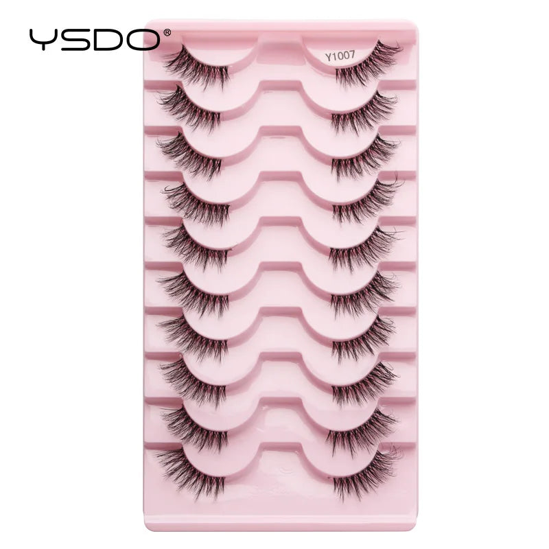 YSDO 5/10 Pairs Natural Soft Black Half Lashes