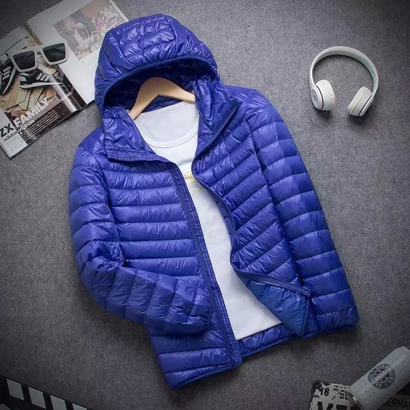 Men's Ultra Light Duck Down Hooded Winter Jacket 5XL