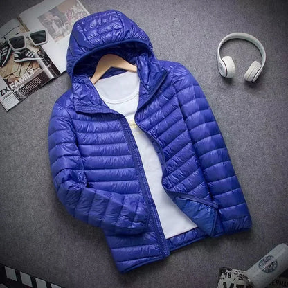 Men's Ultra Light Duck Down Hooded Winter Jacket 5XL