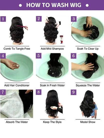250% Density Deep Wave Lace Front Wig Natural Black
