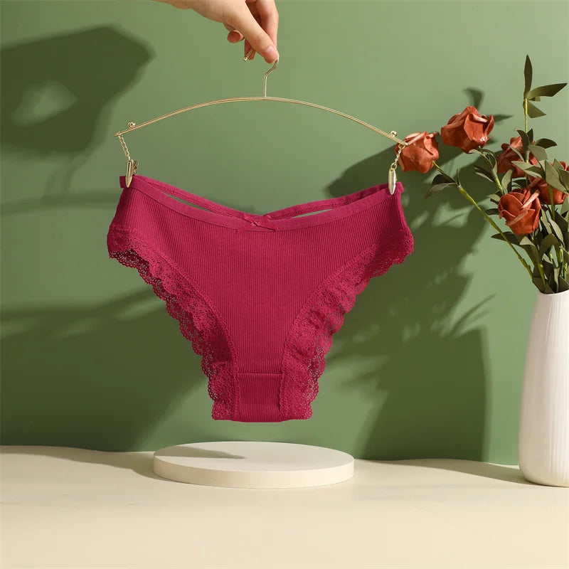 3PCS Women Cotton Lace Brazilian Panties Set S-XL