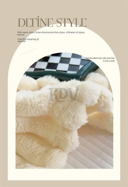 Luxury Faux Rabbit Fur Throw Blanket Solid Color Plush