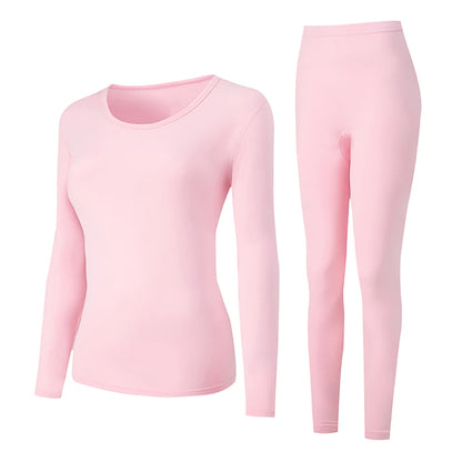 Women's Solid Color Round Neck Warm Suit