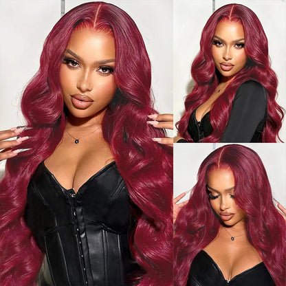 34 Inch Burgundy Lace Front Wig Human Hair Body Wave