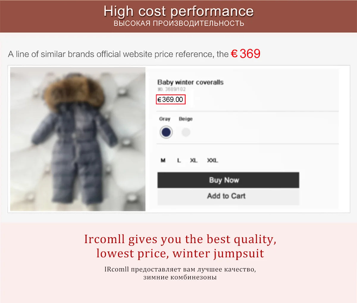 Ircomll Down Jacket Toddler Snow Suit Hooded Coat