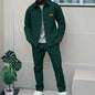 Men's Casual Waffle Pocket Jacket Set in Polyester