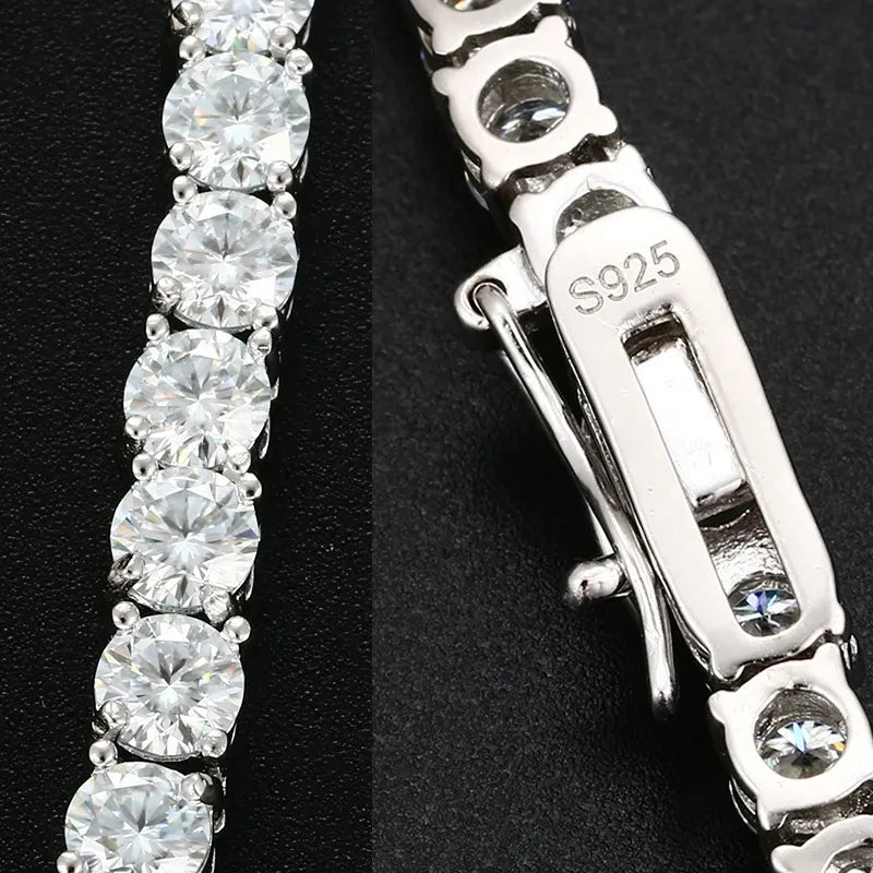 Moissanite Tennis Chain Bracelet in 925 Sterling Silver