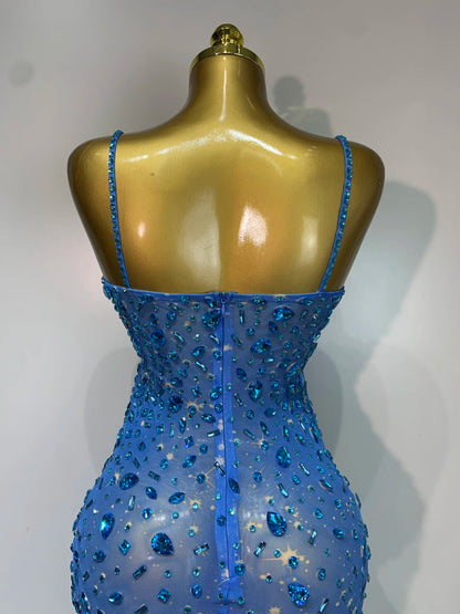 Luxury Rhinestone Mesh Bodycon Dress for Women