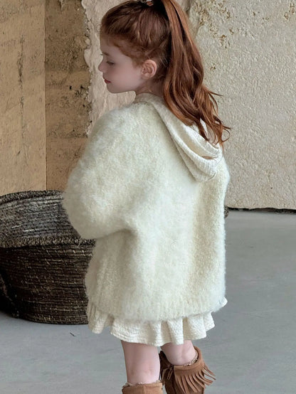 Hooded Knitted Lace Dress for Girls