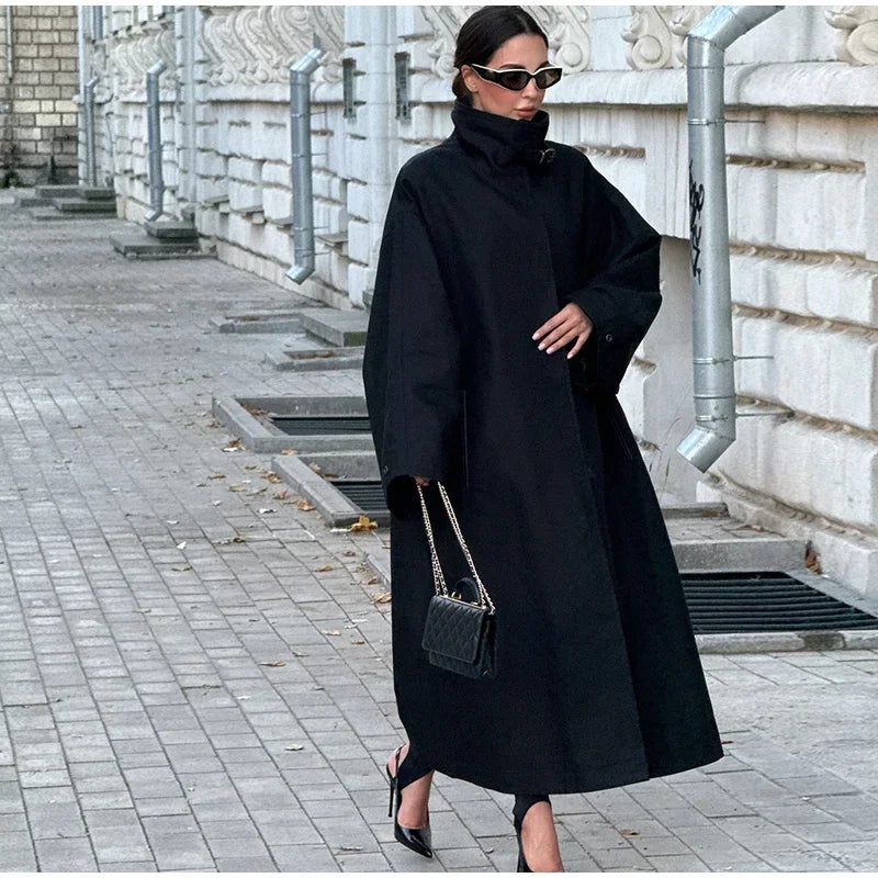 Women's Windproof Trench Coat Loose Fit Overcoat
