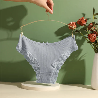 3PCS Women Cotton Lace Brazilian Panties Set S-XL