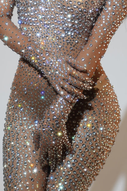 Sparkly Rhinestone Lace Jumpsuit for Women