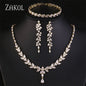 ZAKOL Brilliant Zirconia Leaf Jewelry Set for Women