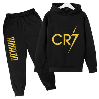 Ronaldo CR7 Print Hoodie and Pants Set for Children