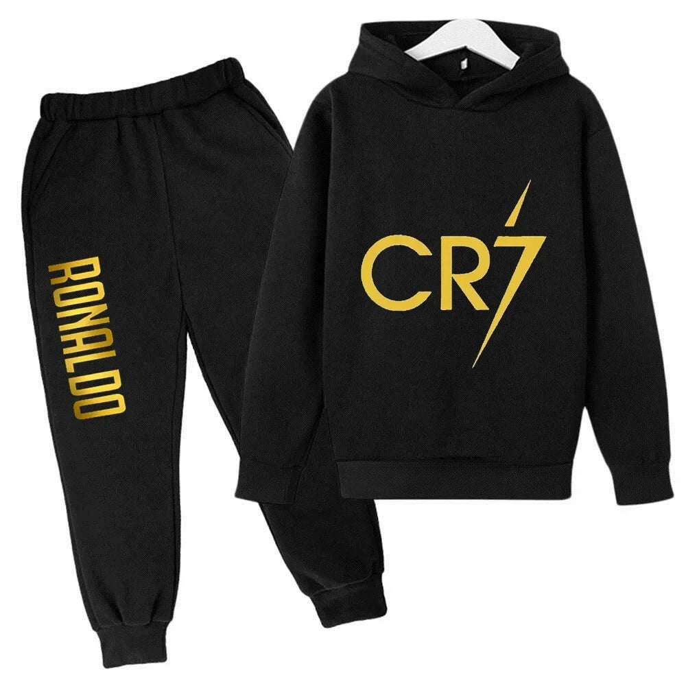 Ronaldo CR7 Print Hoodie and Pants Set for Children