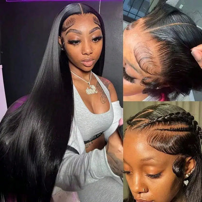 Glueless Straight Human Hair Wig 250% Density Natural Color