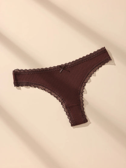 7 Pcs Cotton Lace G-String Panties Set Plus Size