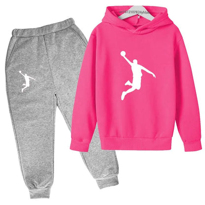 Kids Casual Hoodie and Pants Tracksuit Set