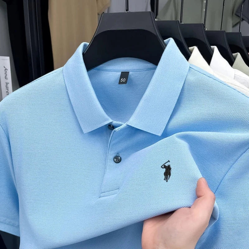 Men's Short Sleeve Polo Shirt Cotton Embroidery Casual