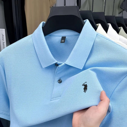 Men's Short Sleeve Polo Shirt Cotton Embroidery Casual