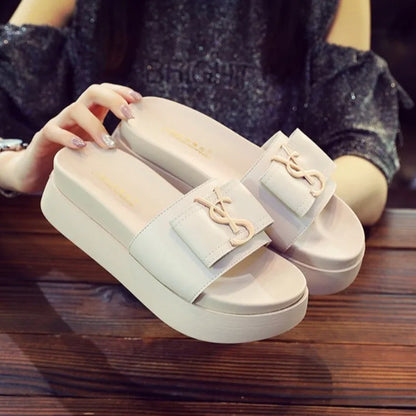 Women's Casual Leather Sandals with Thick Bottom