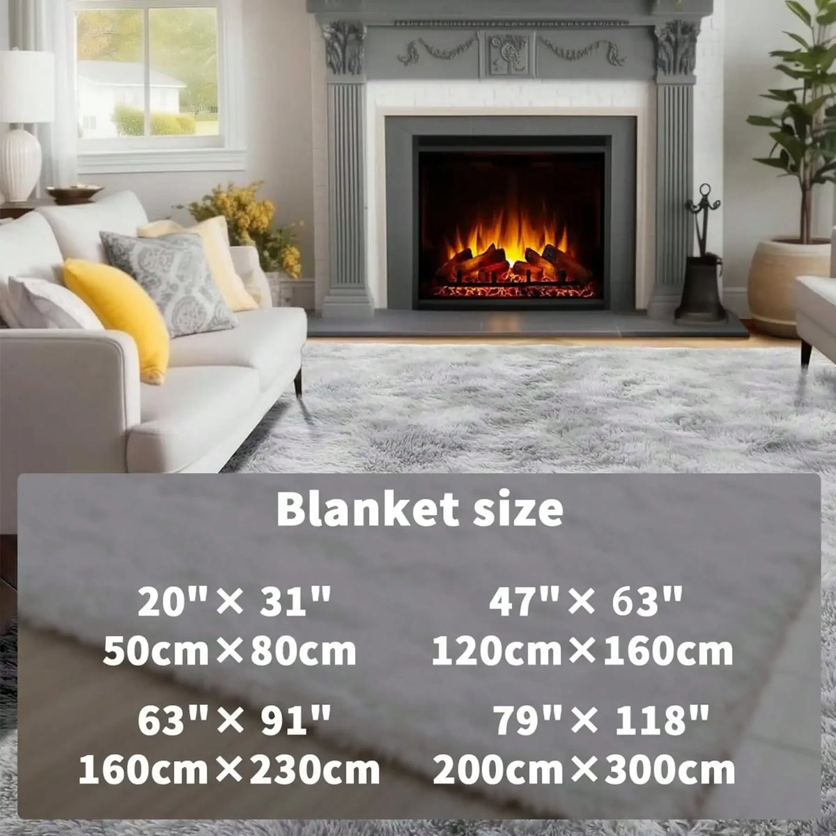 Black Plush Long-Pile Carpet, Soft Non-Slip Rug