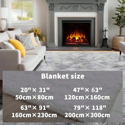 Black Plush Long-Pile Carpet, Soft Non-Slip Rug