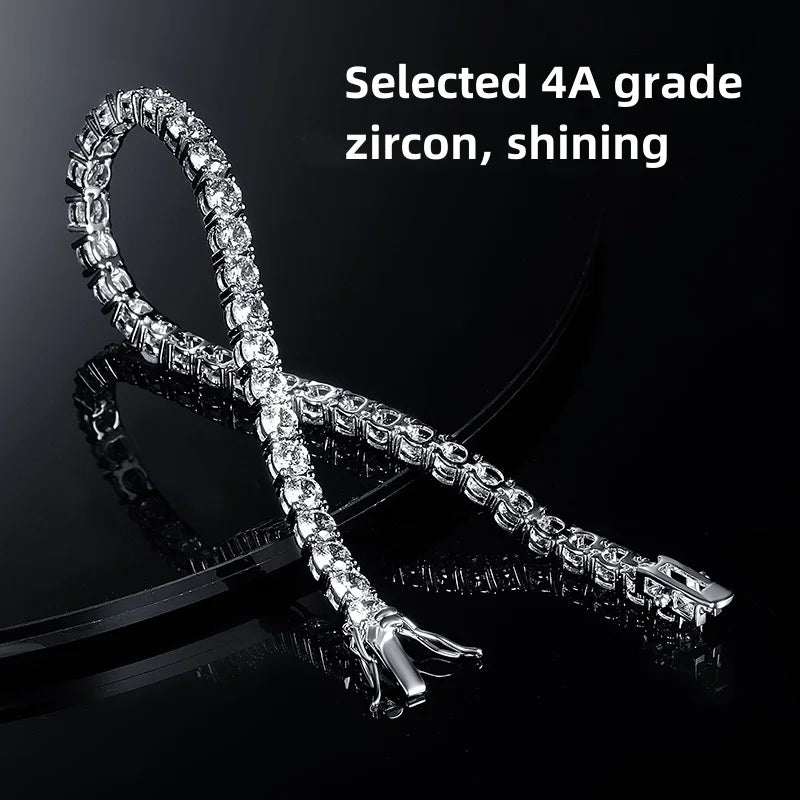 Zircon Tennis Bracelet 925 Silver Plated for Unisex