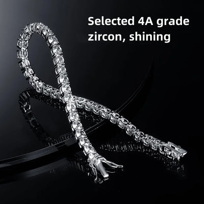 Zircon Tennis Bracelet 925 Silver Plated for Unisex