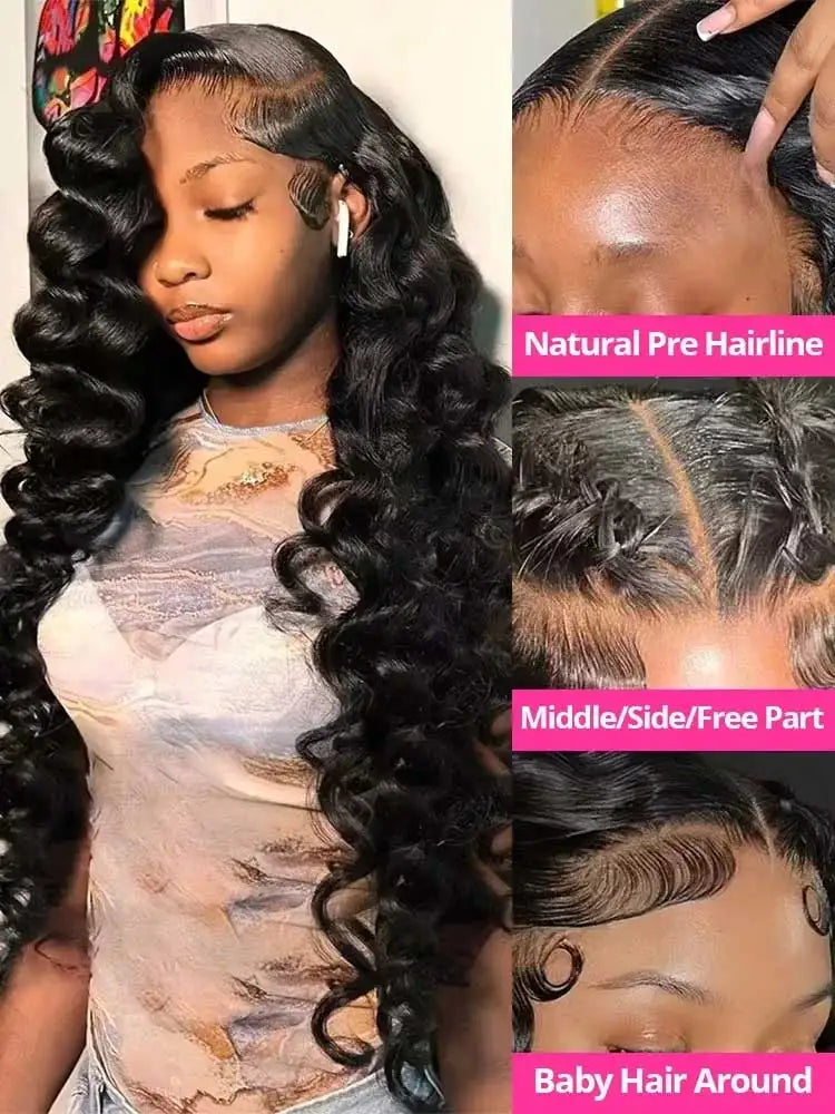 250% Density 40 Inch Loose Deep Wave Lace Front Wig
