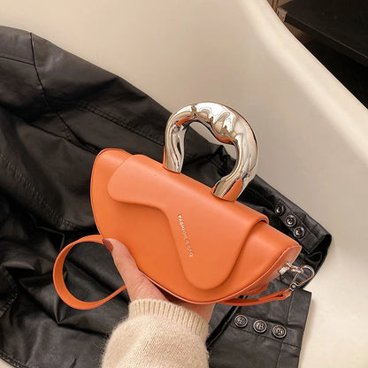Solid PU Shoulder Bag with Hasp Compartment