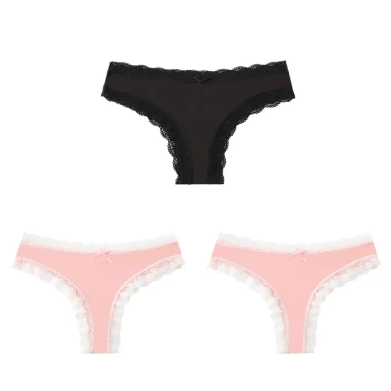 BZEL Women Lace Thong Panties Low-Waist G-String Leopard