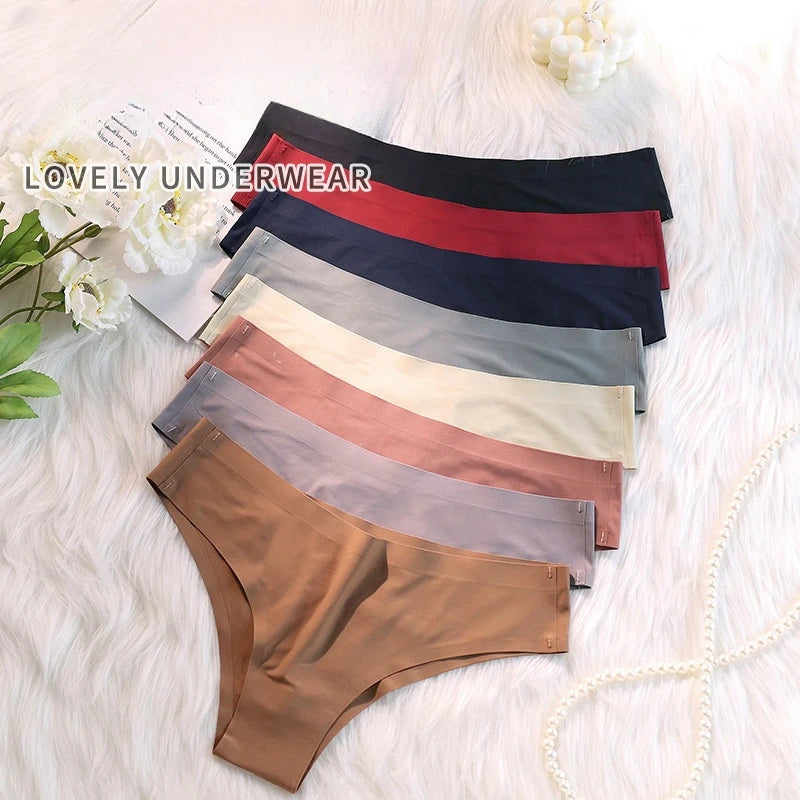 4PCS Seamless Brazilian Panties Cool Ice Silk Low Waist