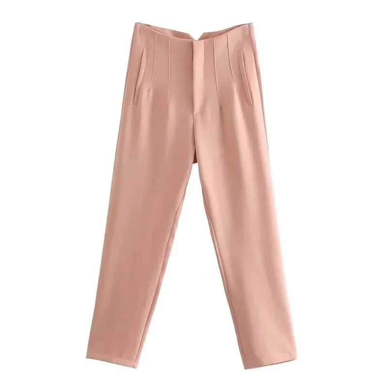 High Waist Pencil Pants for Women in Black and Pink